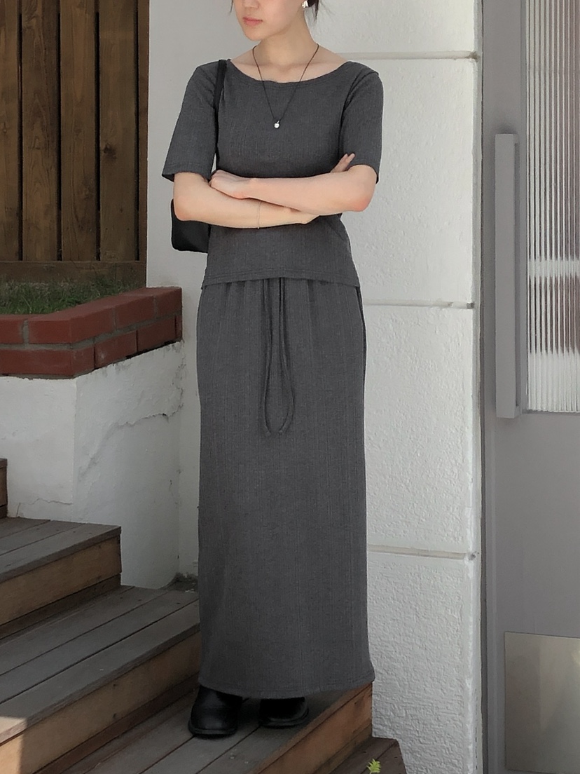 LONG PEAK韓國代購㊣女士新品職業25秋冬時尚休閑長裙褶皺LONG PEAK長裙