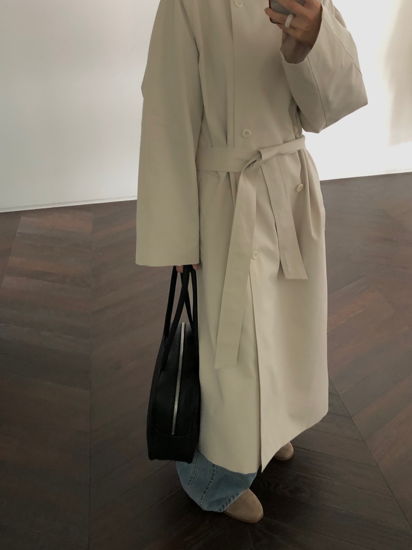 LONG PEAK東大門㊣直郵女士新品職業真品推薦長款風衣含腰帶LONG PEAK長款風衣