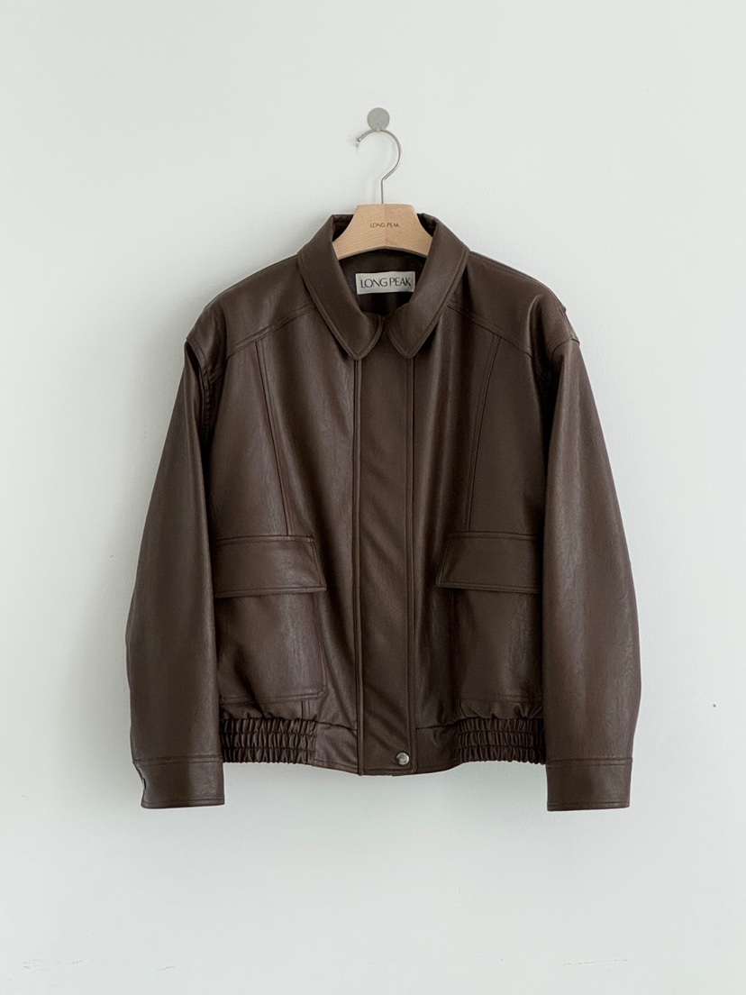 LONG PEAK韓國代購㊣女士新品25秋冬職業人氣熱賣皮衣皮革LONG PEAK皮衣圖色1