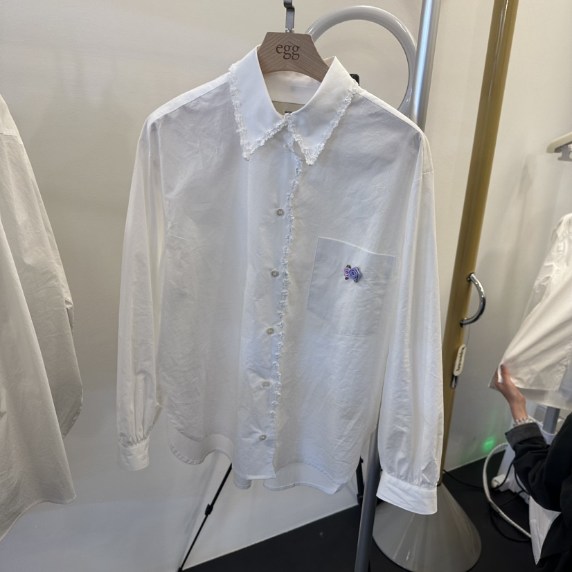 EGG東大門㊣代購女士新品推薦職業25秋冬休閑人氣襯衫蕾絲衫EGG-訂貨周期長襯衫/蕾絲衫圖色2
