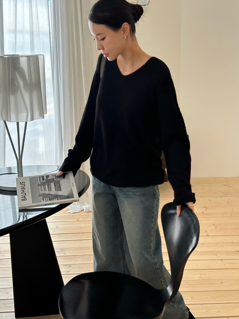 LE VASE韓國代購㊣女士新品25秋冬真品人氣時尚針織衫馬海毛LE VASE針織衫