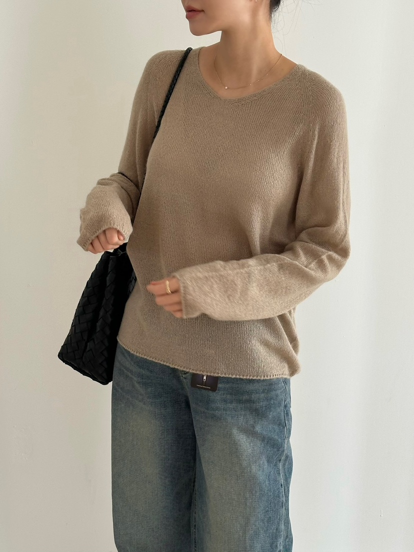 LE VASE韓國代購㊣女士新品25秋冬真品人氣時尚針織衫馬海毛LE VASE針織衫圖色1