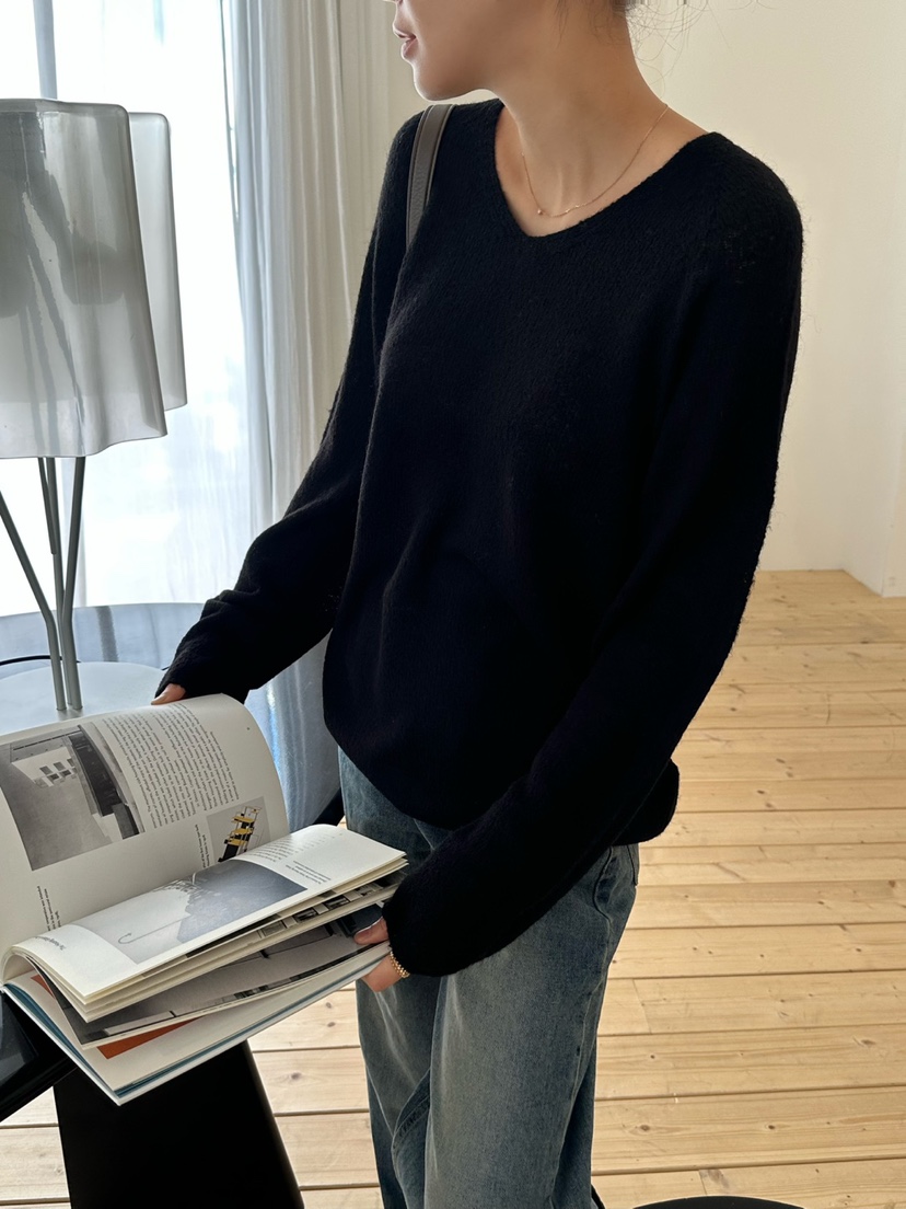 LE VASE韓國代購㊣女士新品25秋冬真品人氣時尚針織衫馬海毛LE VASE針織衫圖色4