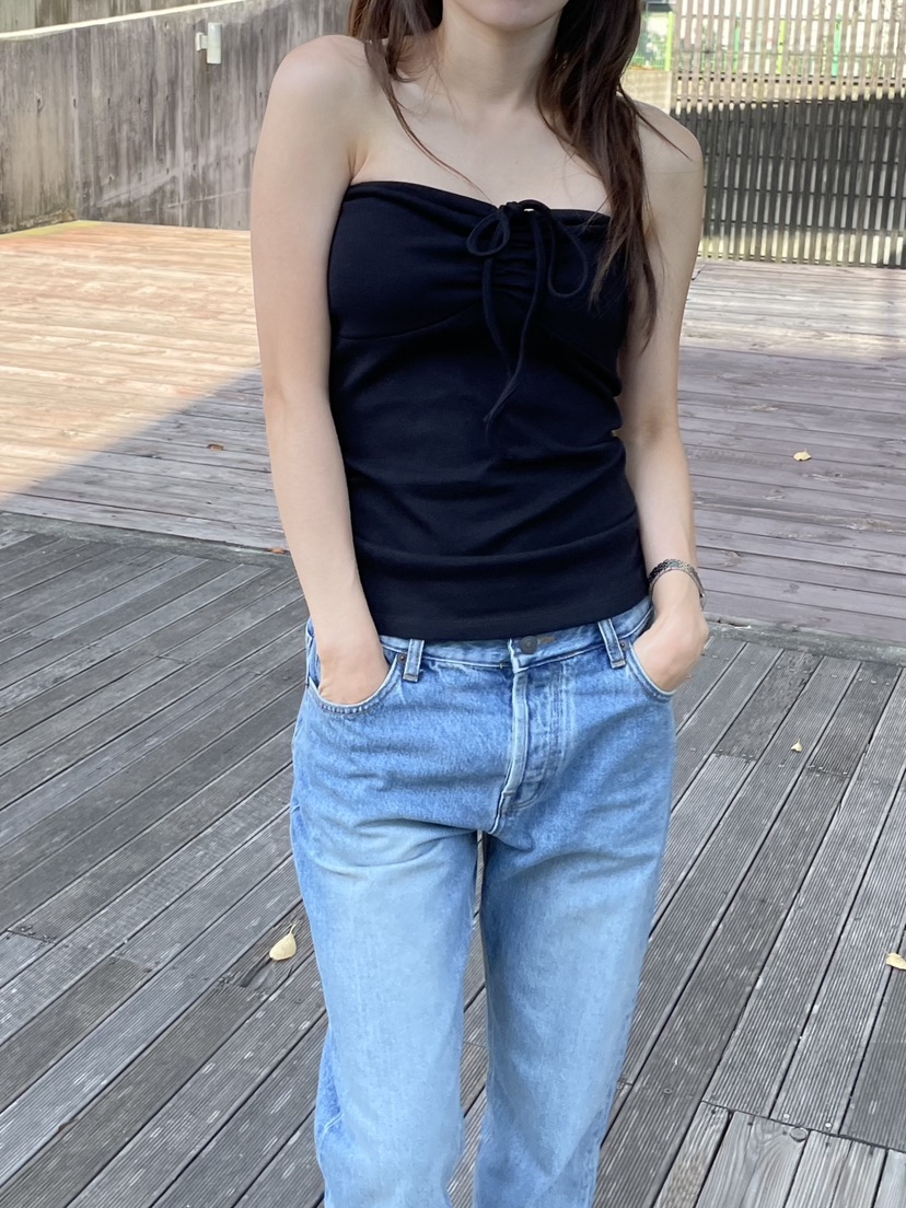 WATER/RIVER韓國代購㊣女裝新品時尚推薦真品吊帶背心褶皺WATER/RIVER吊帶/背心