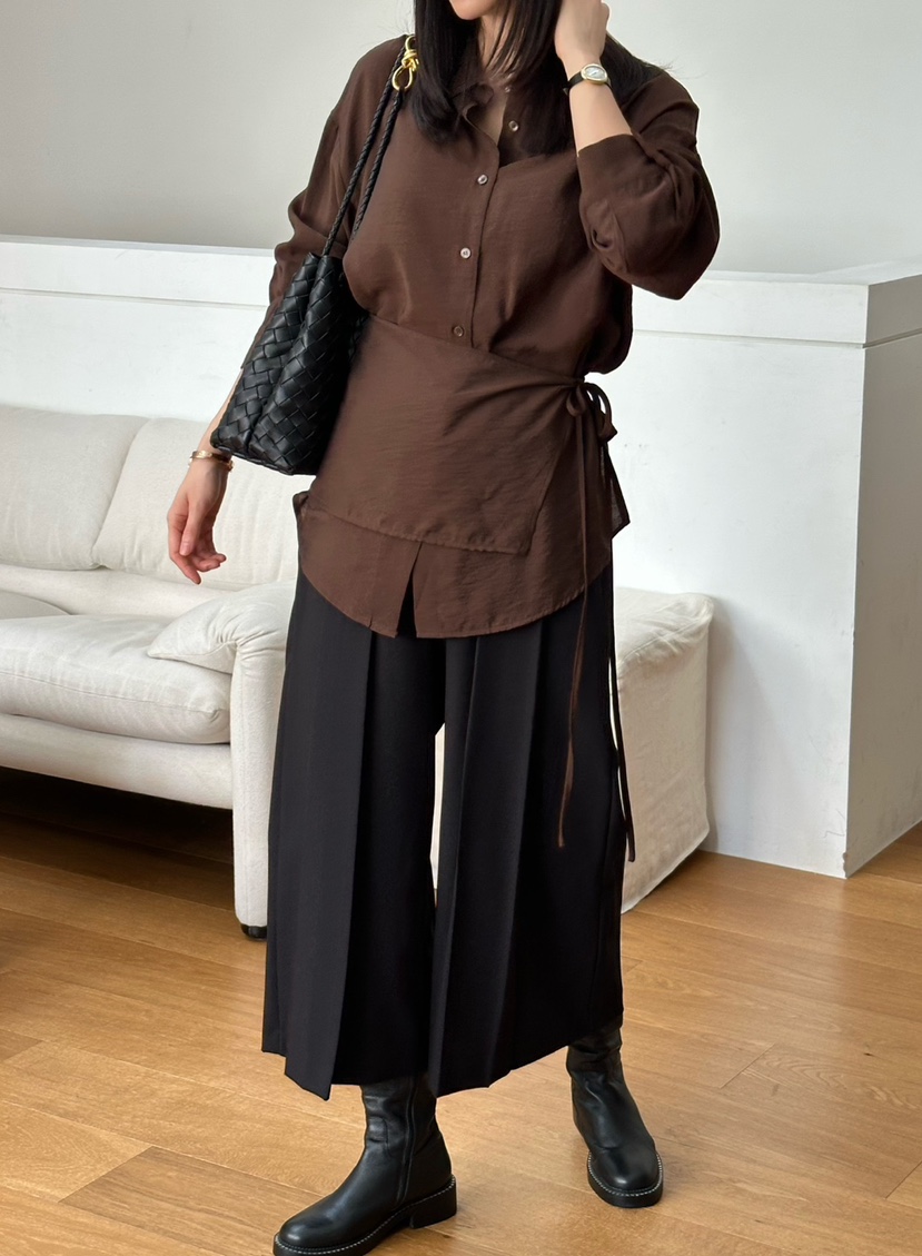 LE VASE韓國代購㊣女士新款時尚真品休閑人氣25秋冬襯衫蕾絲衫LE VASE襯衫/蕾絲衫