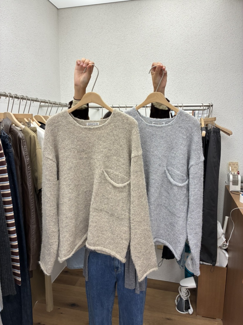ROMANTICIZE東大門㊣實拍女士新品熱賣25秋冬休閑針織衫口袋絨ROMANTICIZE針織衫