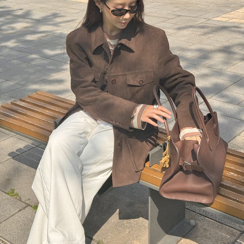 THE ABLE韓國代購㊣女裝新品休閑真品職業推薦夾克絨面革口袋THE ABLE/TA夾克