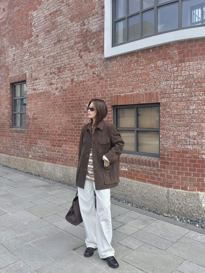 THE ABLE韓國代購㊣女裝新品休閑真品職業推薦夾克絨面革口袋THE ABLE/TA夾克