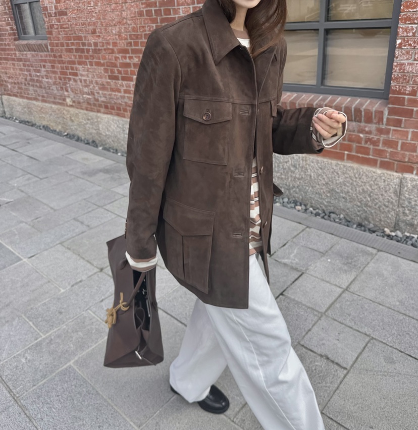 THE ABLE韓國代購㊣女裝新品休閑真品職業推薦夾克絨面革口袋THE ABLE/TA夾克