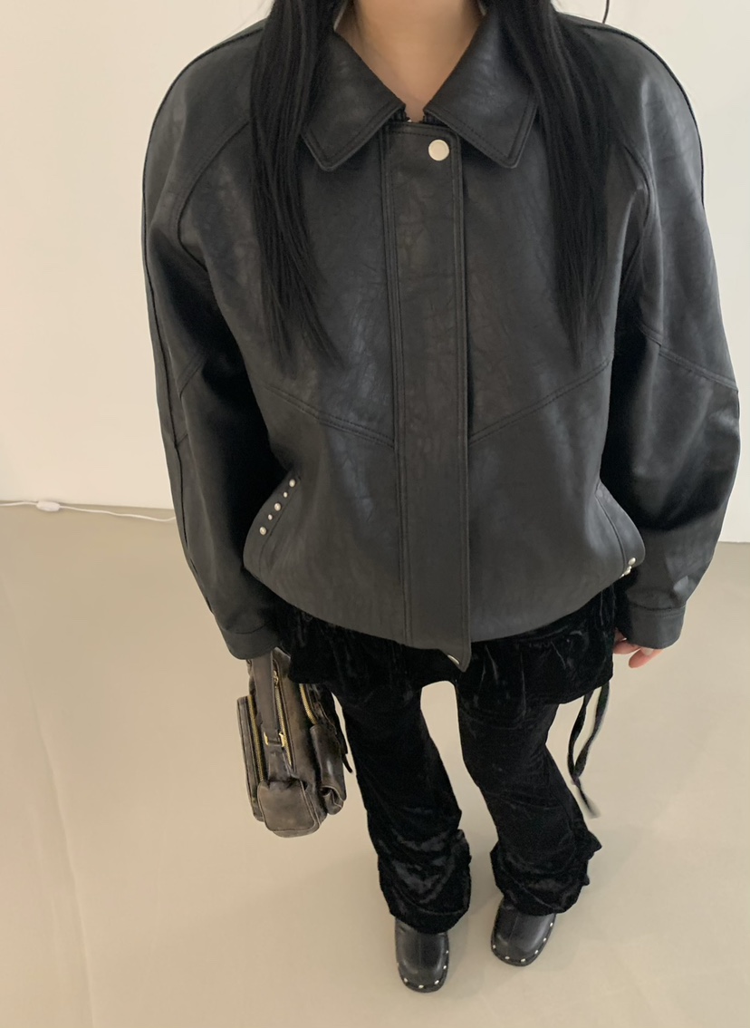 SEOLO韓國直郵㊣女士新品人氣職業熱賣時尚推薦休閑夾克皮革Seolo seoul夾克圖色1