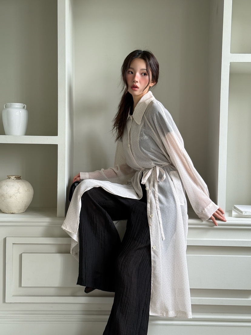MARKE-P韓國直郵㊣女士新款推薦職業25秋冬長款風衣含腰繩透視MARKE-P長款風衣