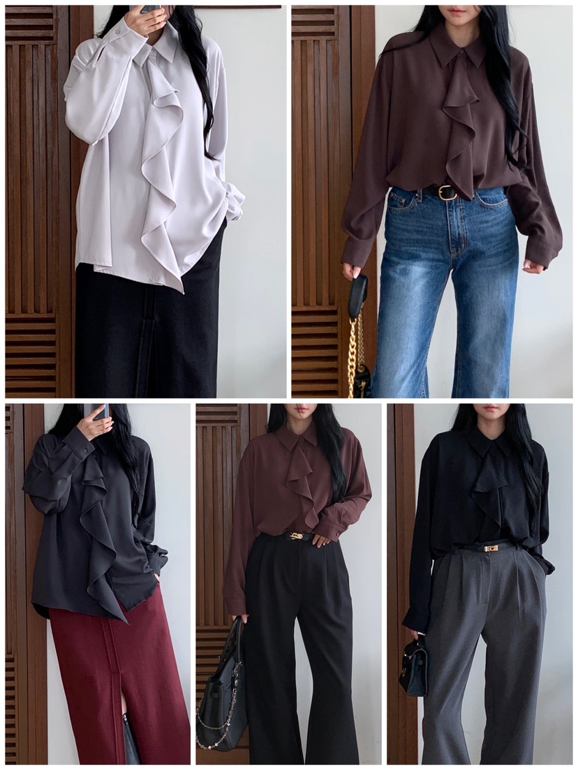 DAVICHI東大門㊣實拍女裝新品人氣休閑真品25秋冬襯衫蕾絲衫DAVICHI襯衫/蕾絲衫