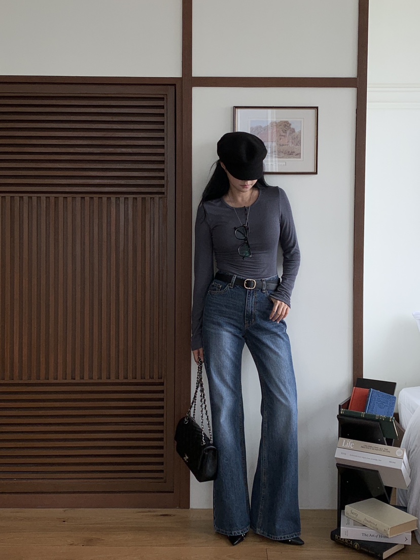 DAVICHI東大門㊣直郵女士新款休閑熱賣25秋冬牛仔褲含隨機腰帶DAVICHI牛仔褲