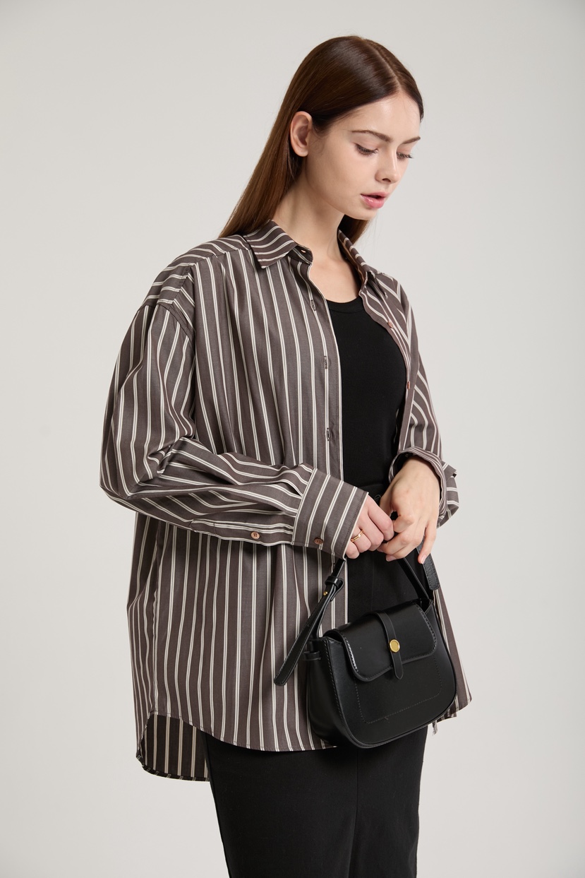 空東大門㊣代購女士新品人氣25秋冬休閑熱賣襯衫蕾絲衫條紋MUSHROOM EFFECT襯衫/蕾絲衫