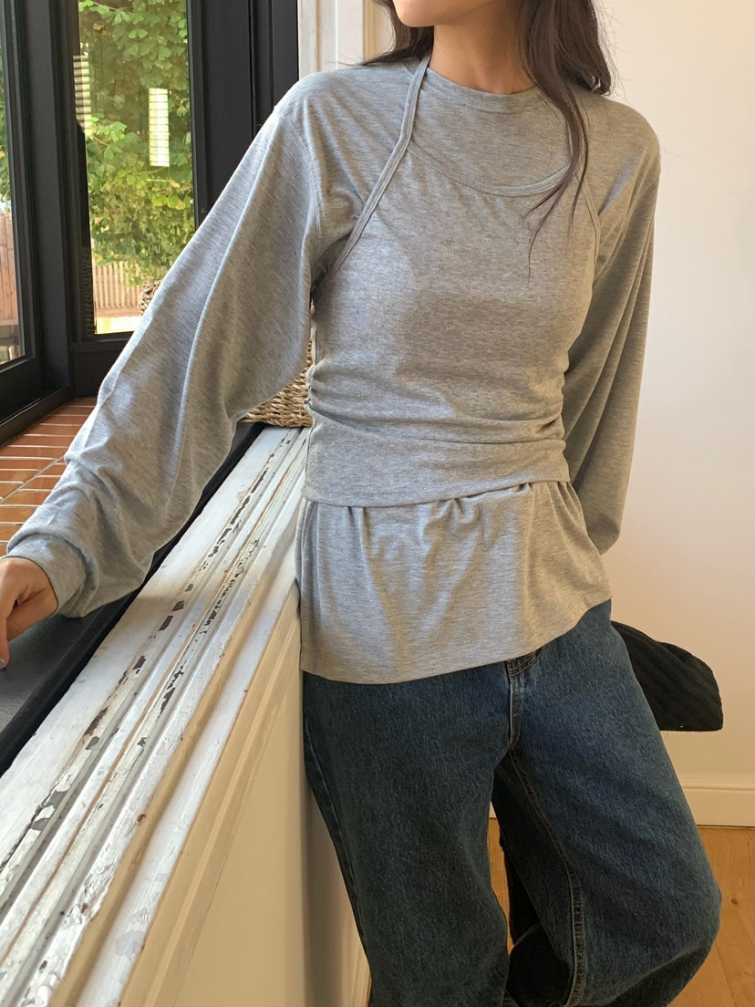 BLEECKER韓國直郵㊣女士新品熱賣推薦職業25秋冬人氣長袖T恤BLEECKER長袖T恤
