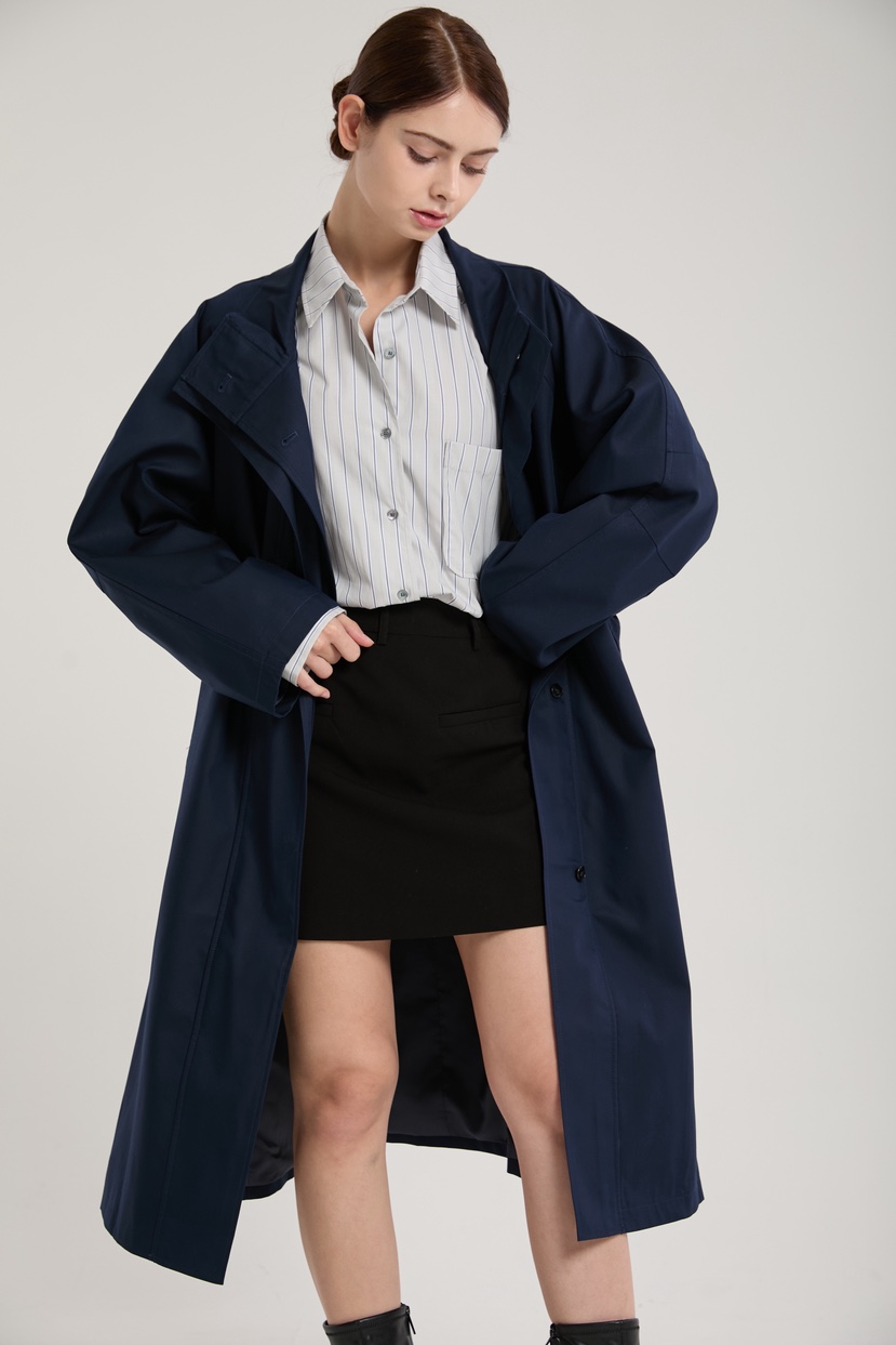 空東大門㊣代購女裝新款時尚真品人氣熱賣職業長款風衣含腰帶MUSHROOM EFFECT長款風衣