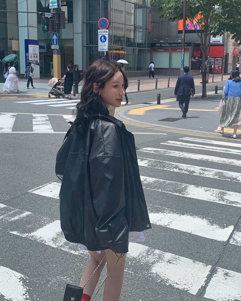 REVE CITE-L東大門㊣實拍女士新品熱賣時尚真品25秋冬皮衣拉鏈REVE CITE皮衣