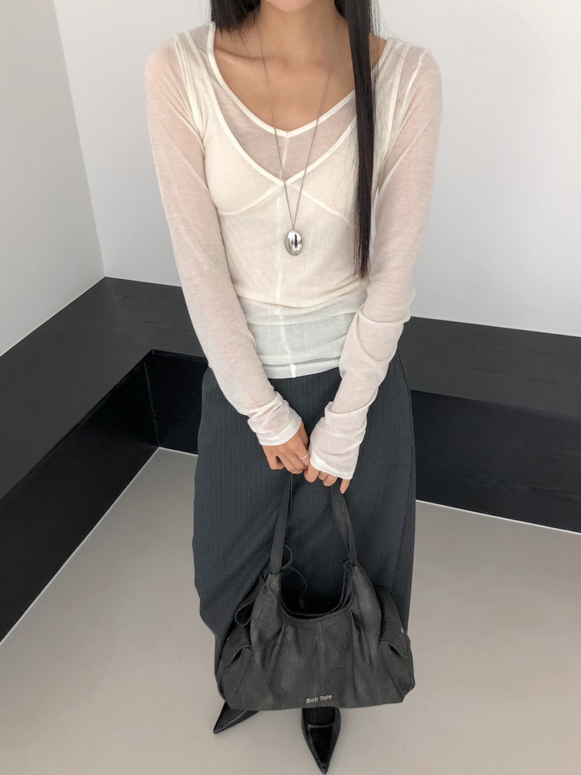 ROUGH韓國直郵㊣女裝新品推薦真品25秋冬休閑時尚職業長袖T恤ROUGH長袖T恤