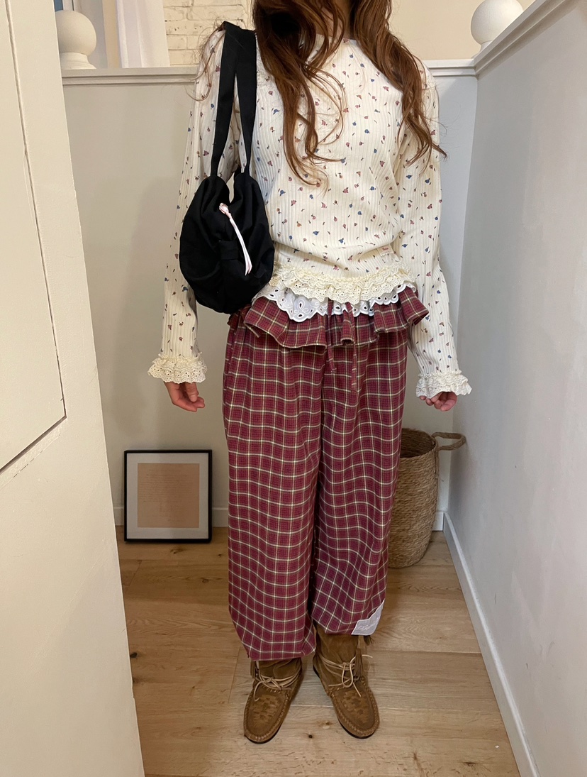 BOUTIQUE-L東大門㊣實拍女裝新品休閑真品時尚職業休閑褲格紋BOUTIQUE-L休閑褲