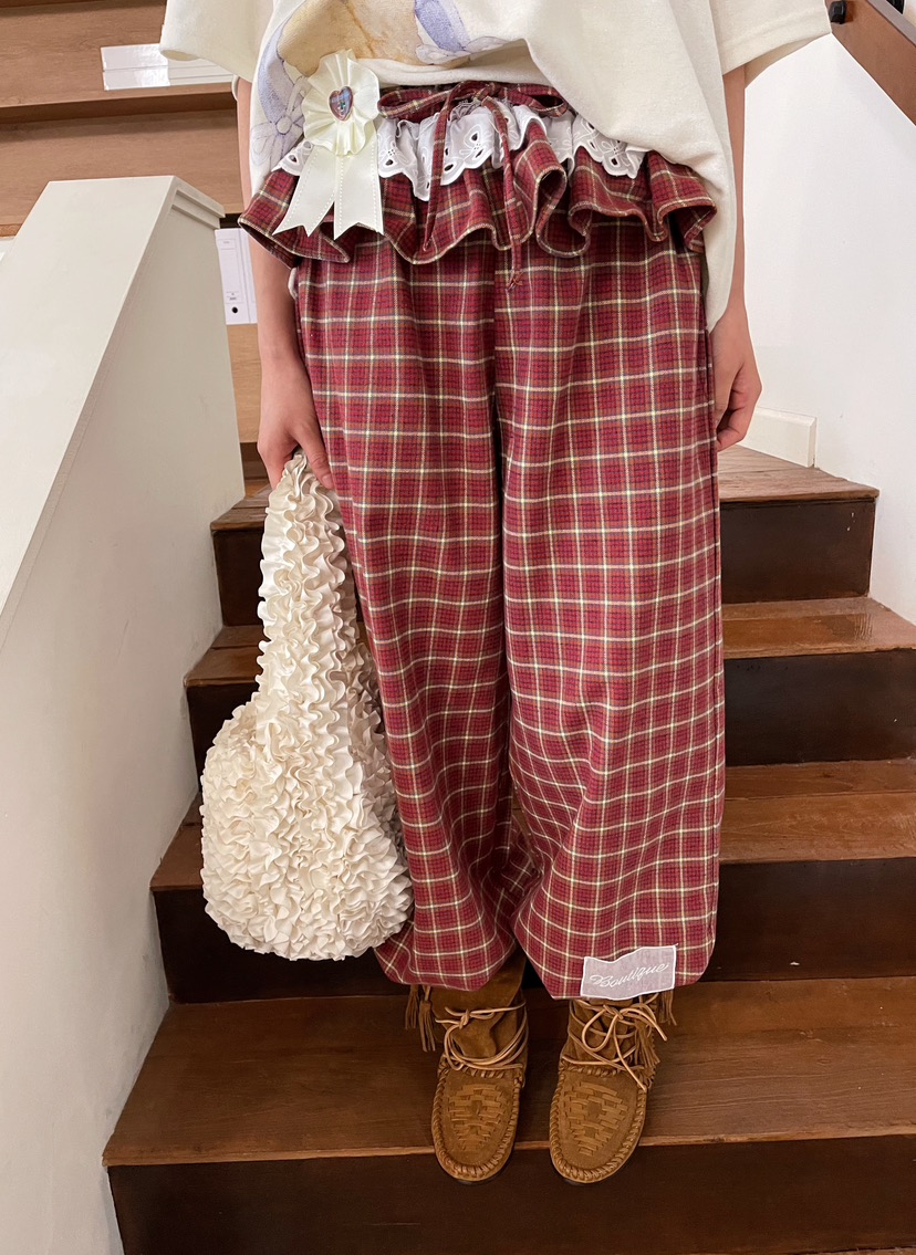 BOUTIQUE-L東大門㊣實拍女裝新品休閑真品時尚職業休閑褲格紋BOUTIQUE-L休閑褲