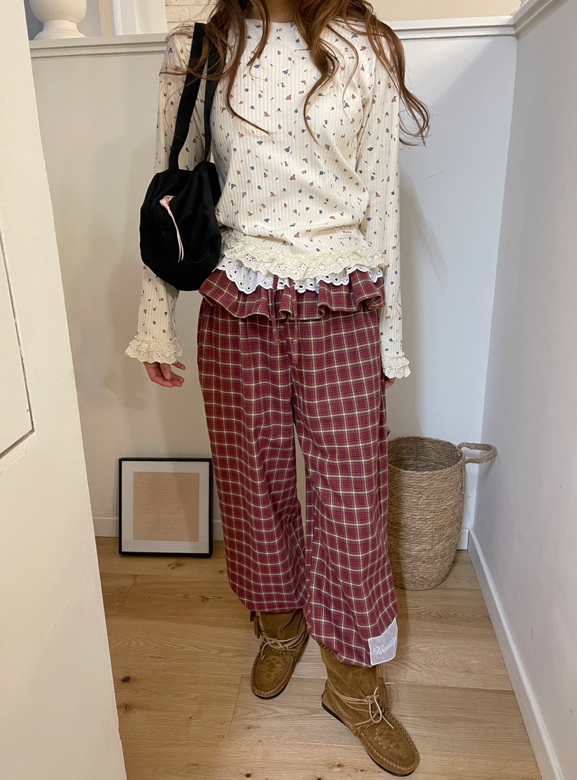 BOUTIQUE-L東大門㊣實拍女裝新品休閑真品時尚職業休閑褲格紋BOUTIQUE-L休閑褲