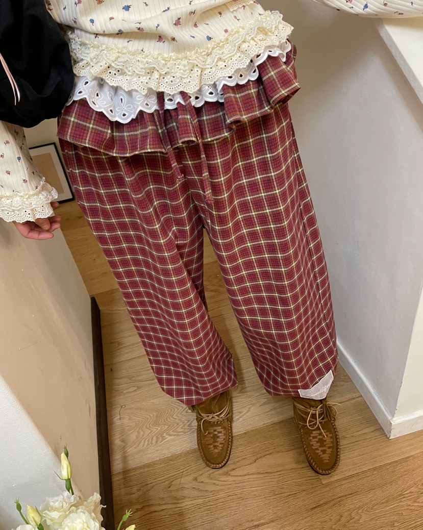 BOUTIQUE-L東大門㊣實拍女裝新品休閑真品時尚職業休閑褲格紋BOUTIQUE-L休閑褲