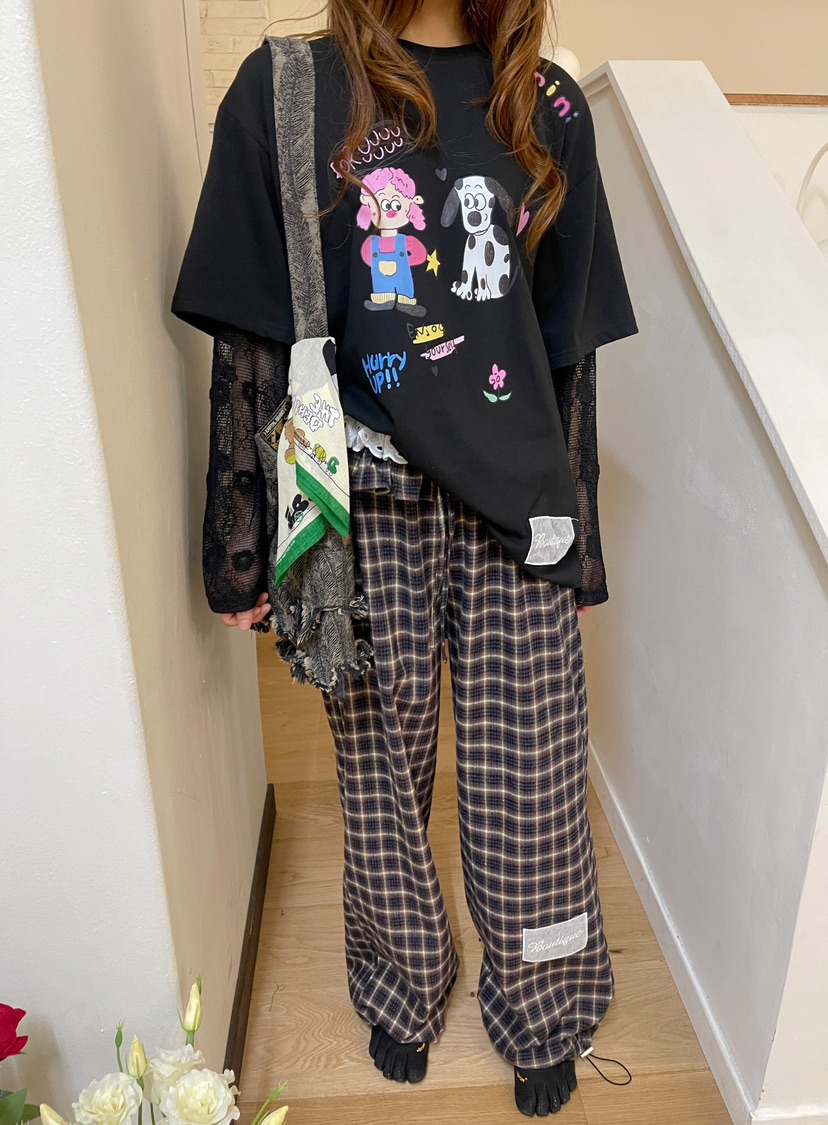 BOUTIQUE-L東大門㊣實拍女裝新品休閑真品時尚職業休閑褲格紋BOUTIQUE-L休閑褲
