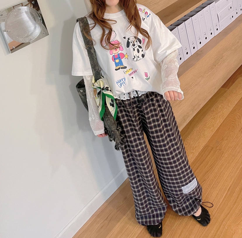 BOUTIQUE-L東大門㊣實拍女裝新品休閑真品時尚職業休閑褲格紋BOUTIQUE-L休閑褲