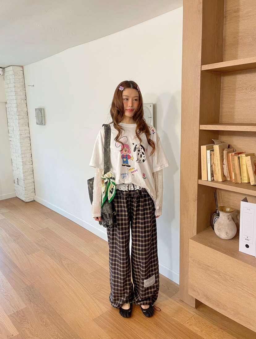 BOUTIQUE-L東大門㊣實拍女裝新品休閑真品時尚職業休閑褲格紋BOUTIQUE-L休閑褲