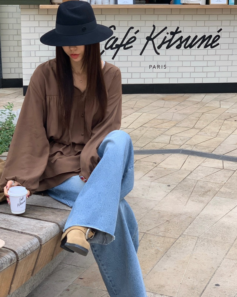 REVE CITE-L東大門㊣實拍女裝新品推薦真品職業牛仔褲口袋REVE CITE牛仔褲