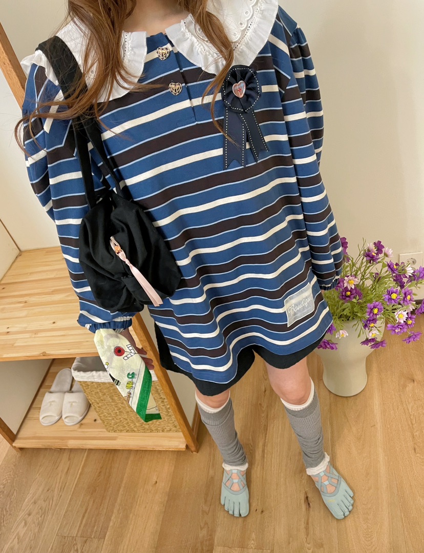 BOUTIQUE-L韓國直郵㊣女士新品25秋冬人氣長袖T恤不含配飾BOUTIQUE-L長袖T恤圖色1