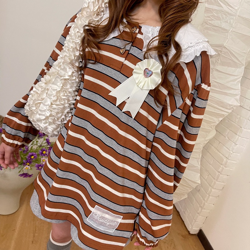 BOUTIQUE-L韓國直郵㊣女士新品25秋冬人氣長袖T恤不含配飾BOUTIQUE-L長袖T恤圖色2