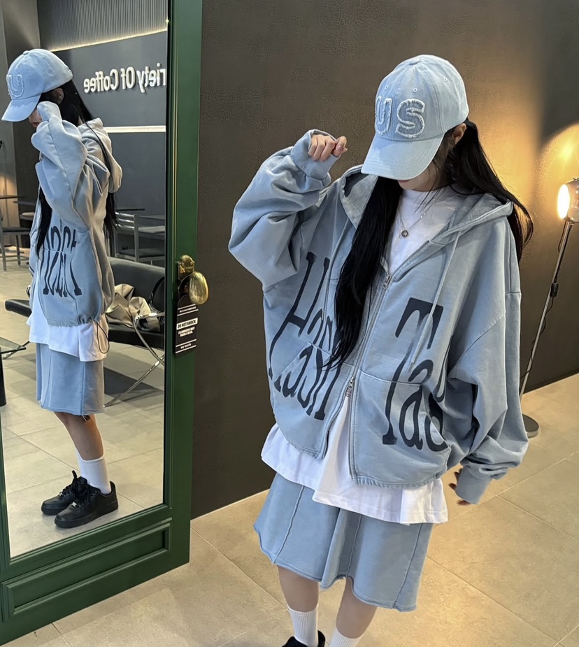 #韓國代購㊣女士新款人氣休閑職業衛衣男女同款連帽衫短款THE CLAP-男裝衛衣