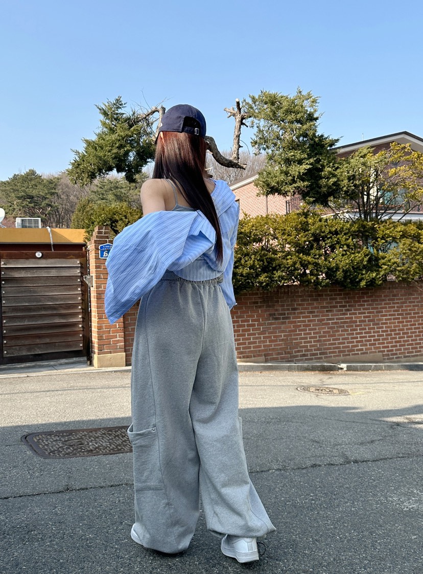 #東大門㊣代購女士新品熱賣時尚休閑推薦真品職業休閑褲口袋THE CLAP-男裝休閑褲