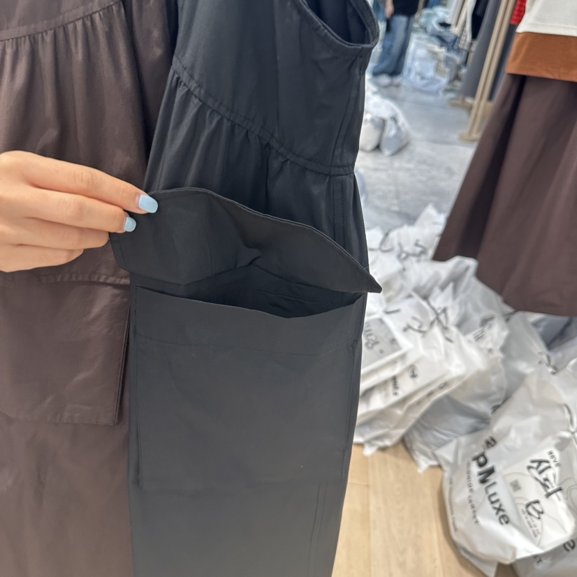REVE-L東大門㊣代購女裝新款推薦真品人氣時尚25秋冬連衣裙口袋REVE-L連衣裙