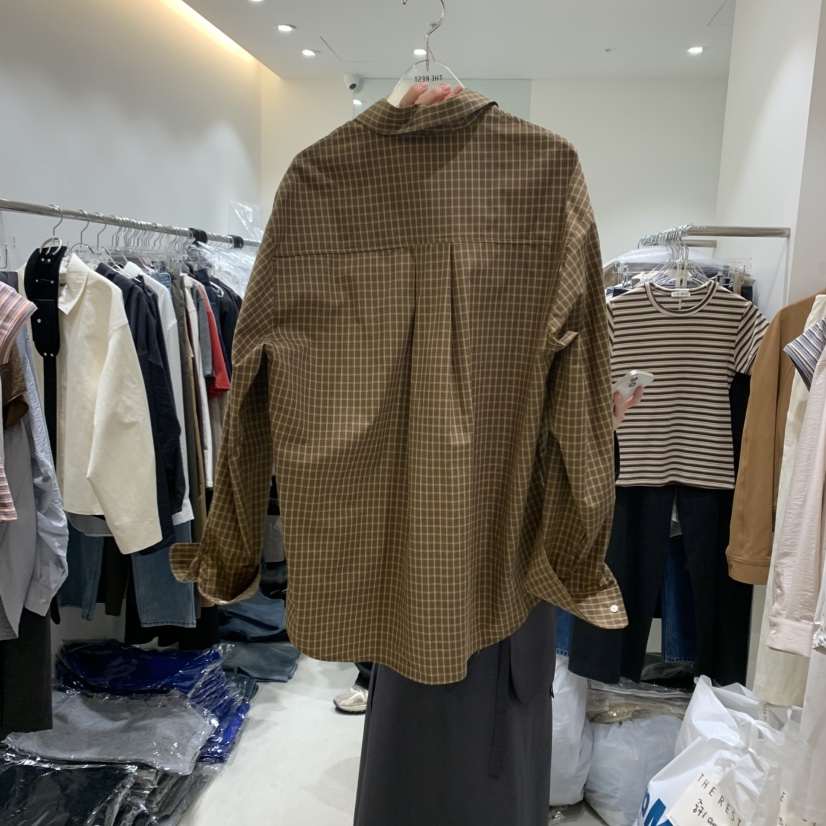 THE REST東大門㊣代購女裝新款25秋冬人氣職業襯衫蕾絲衫格子THE REST/UNNOEUD襯衫/蕾絲衫