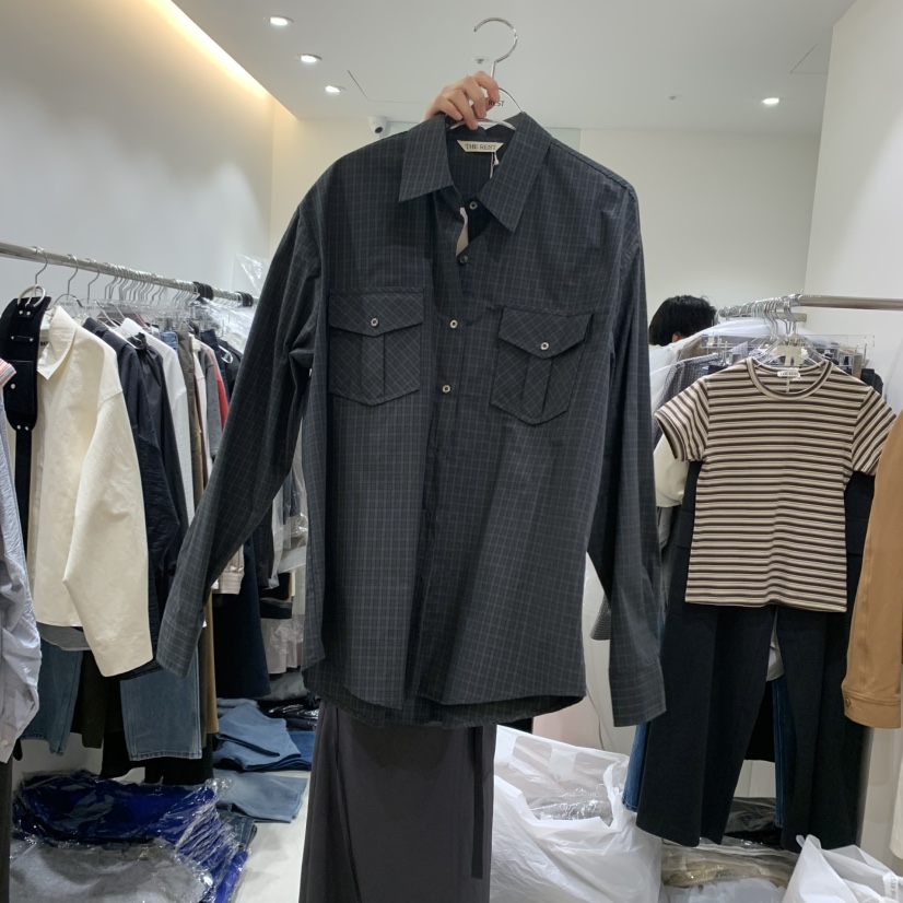 THE REST東大門㊣代購女裝新款25秋冬人氣職業襯衫蕾絲衫格子THE REST/UNNOEUD襯衫/蕾絲衫圖色3