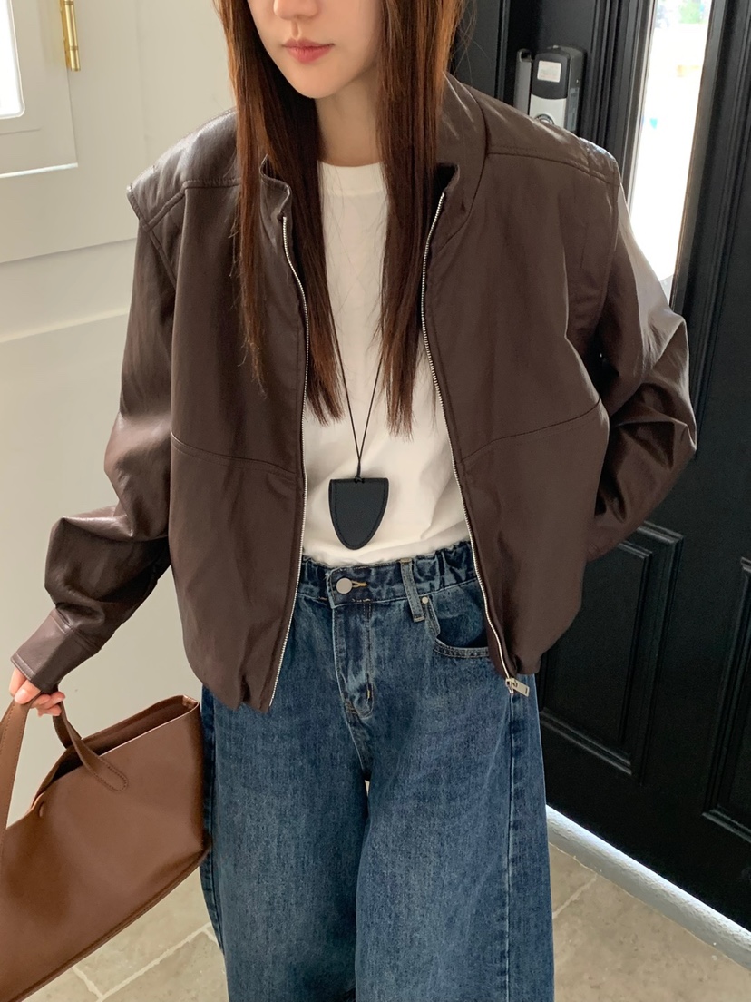 RIVER RAIN韓國代購㊣女士新品25秋冬休閑真品職業夾克皮革RIVER RAIN夾克