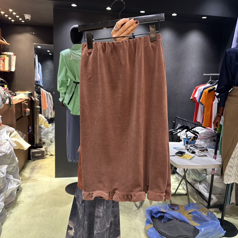 CHAVI韓國直郵㊣女士新款真品人氣25秋冬休閑職業長裙天鵝絨CHAVI長裙圖色1
