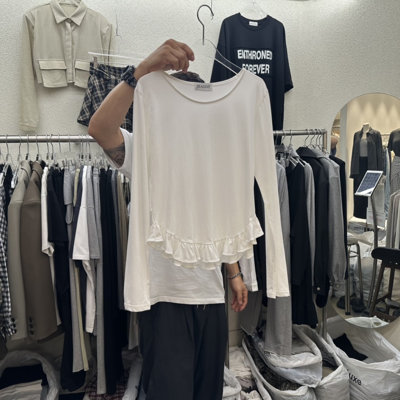 MAGOT韓國代購㊣女士新品熱賣25秋冬真品推薦休閑時尚長袖T恤IIIΛGOT/MAGOT長袖T恤圖色1