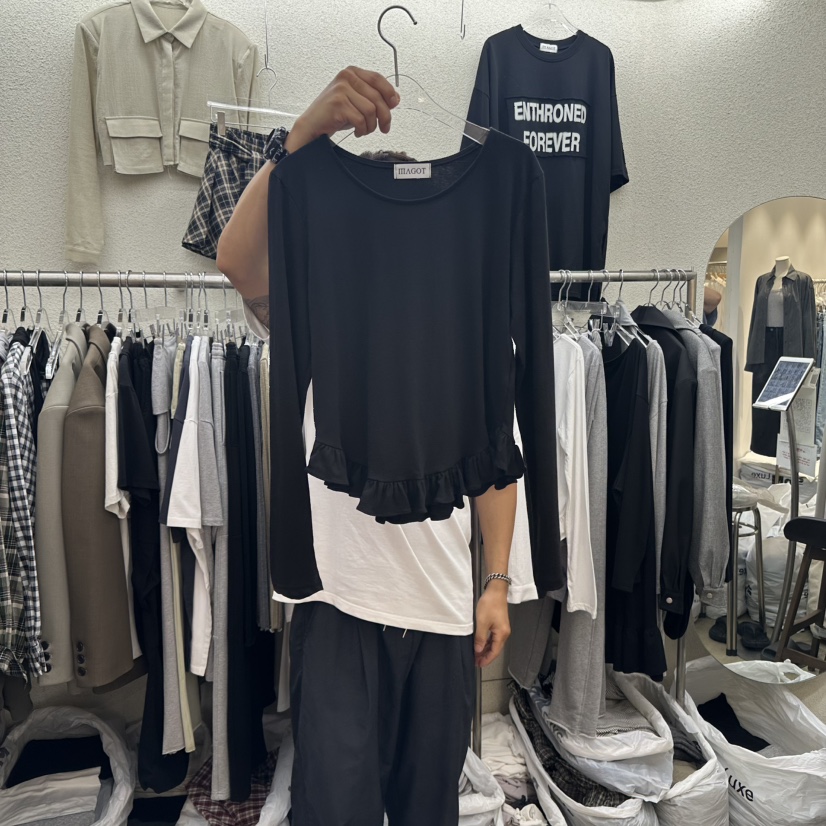 MAGOT韓國代購㊣女士新品熱賣25秋冬真品推薦休閑時尚長袖T恤IIIΛGOT/MAGOT長袖T恤圖色3