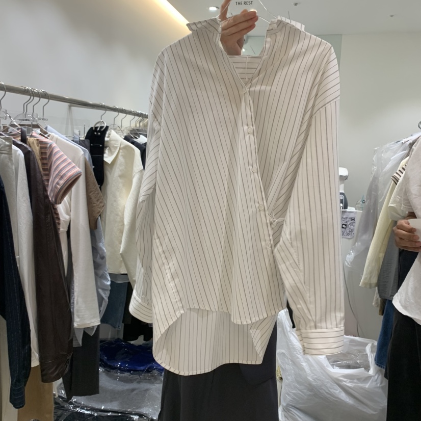 THE REST東大門㊣代購女士新款職業推薦25秋冬襯衫蕾絲衫條紋THE REST/UNNOEUD襯衫/蕾絲衫圖色2