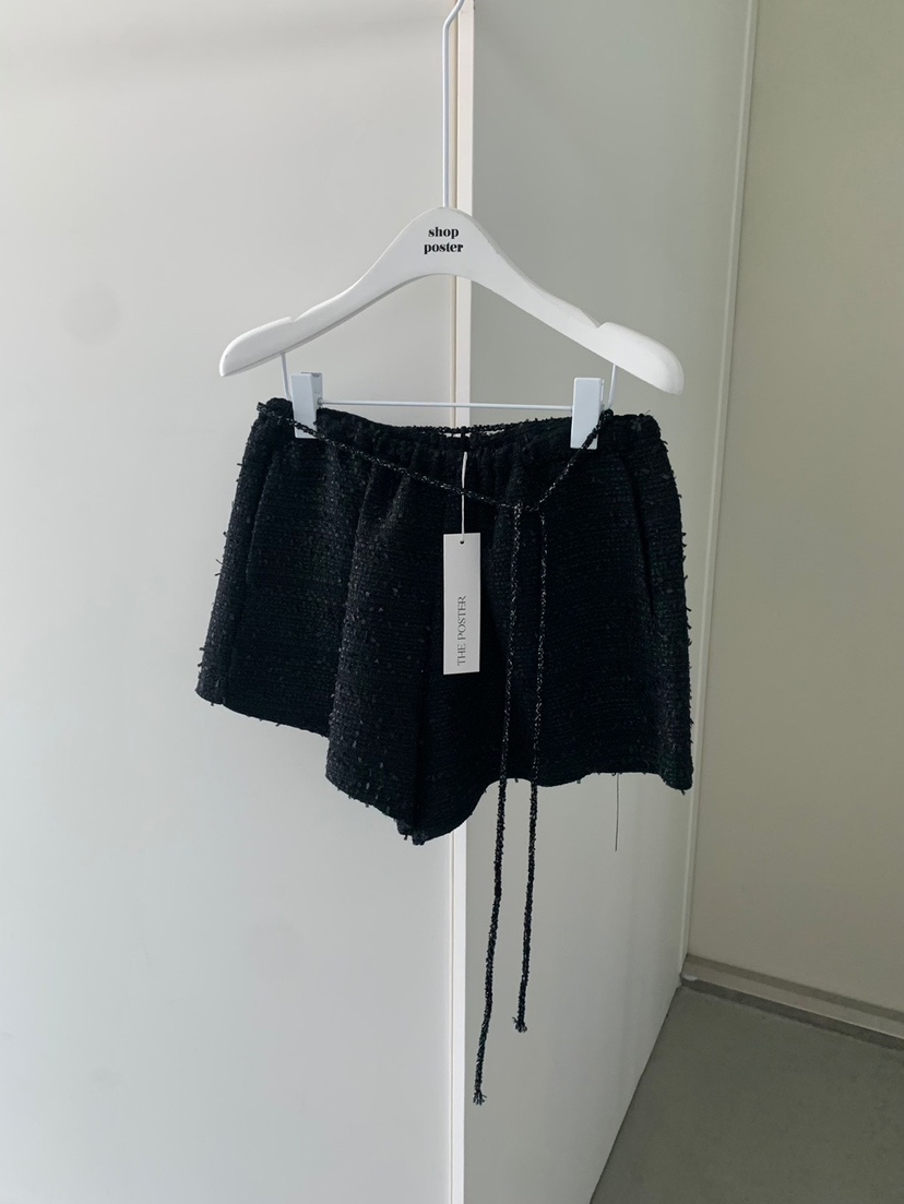 SHOP POSTER東大門㊣代購女士新款熱賣時尚短褲含腰繩粗花呢SHOP_POSTER短褲圖色3