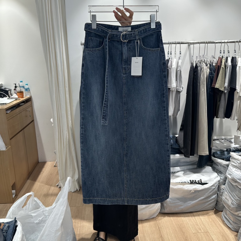 STORIES東大門㊣直郵女裝新款時尚職業人氣休閑推薦長裙含腰帶STORIES長裙圖色1