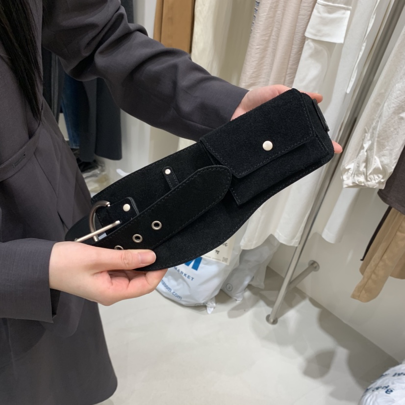 THE REST東大門㊣實拍女裝新款25秋冬時尚職業腰包絨面革腰帶THE REST/UNNOEUD腰包圖色2