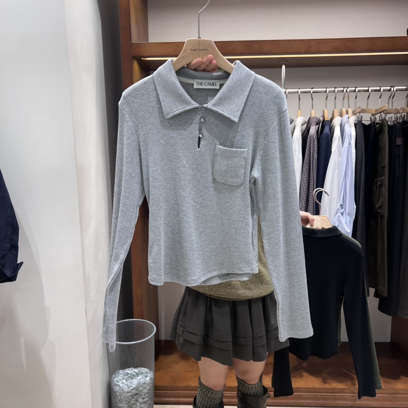 THE CAMEL東大門㊣直郵女裝新款熱賣長袖T恤the came_l 家長袖T恤圖色2