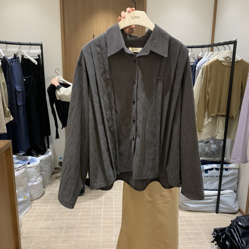 LOFN東大門㊣實拍女裝新款熱賣職業真品人氣25秋冬襯衫蕾絲衫LOFN襯衫/蕾絲衫圖色1