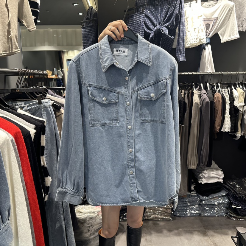 LONE STAR韓國代購㊣女裝新品休閑25秋冬推薦熱賣襯衫蕾絲衫LONE STAR襯衫/蕾絲衫圖色1