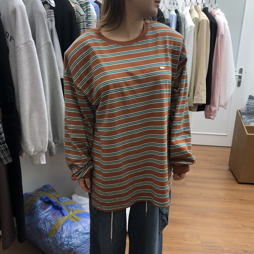 GABIZON東大門㊣代購女士新品人氣休閑熱賣25秋冬長袖T恤條紋GABIZON長袖T恤圖色3