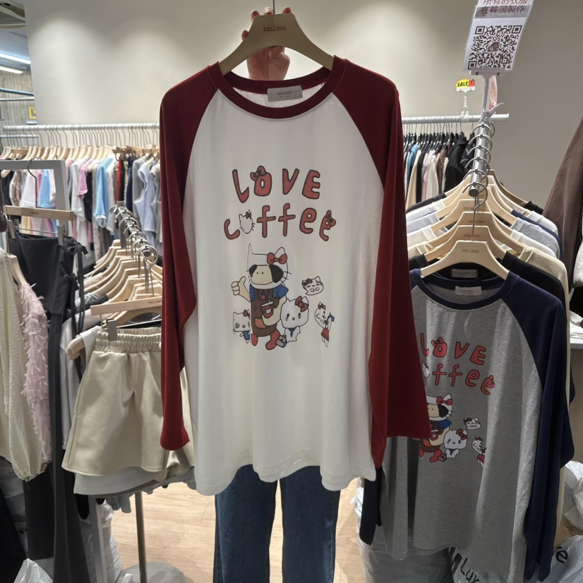 DELLING韓國代購㊣女裝新品時尚熱賣25秋冬人氣休閑長袖T恤DELLING長袖T恤圖色2